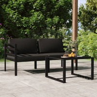  3 Piece Garden Lounge Set with Cushions Aluminium Anthracite