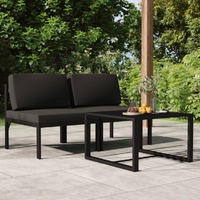 3 Piece Garden Lounge Set with Cushions Aluminium Anthracite