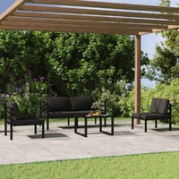  5 Piece Garden Lounge Set with Cushions Aluminium Anthracite