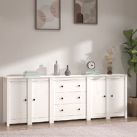  Sideboard White 230x35x80 cm Solid Wood Pine