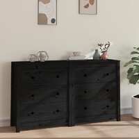  Sideboard Black 140x35x80 cm Solid Wood Pine