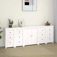  Sideboard White 230x35x80 cm Solid Wood Pine