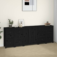  Sideboard Black 230x35x80 cm Solid Wood Pine