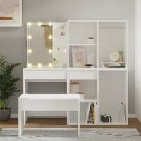  Dressing Table Set with LED White Engineered Wood