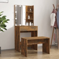  Dressing Table Set with LED Smoked Oak Engineered Wood