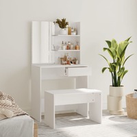  Dressing Table Set White 74.5x40x141 cm