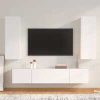  4 Piece TV Cabinet Set White Engineered Wood