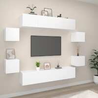  8 Piece TV Cabinet Set White Engineered Wood