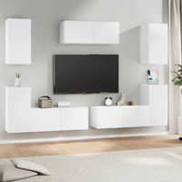  7 Piece TV Cabinet Set White Engineered Wood