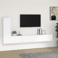  3 Piece TV Cabinet Set White Engineered Wood