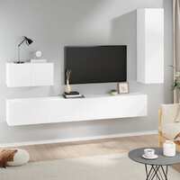  4 Piece TV Cabinet Set White Engineered Wood