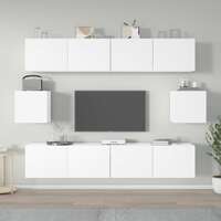  6 Piece TV Cabinet Set White Engineered Wood