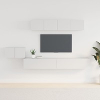  5 Piece TV Cabinet Set White Engineered Wood