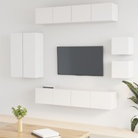  8 Piece TV Cabinet Set White Engineered Wood