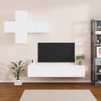  7 Piece TV Cabinet Set White Engineered Wood