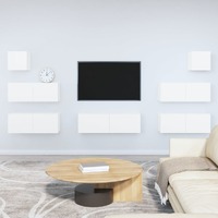  7 Piece TV Cabinet Set White Engineered Wood