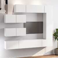  7 Piece TV Cabinet Set White Engineered Wood