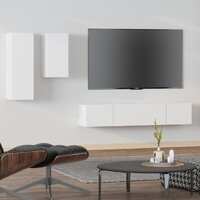  4 Piece TV Cabinet Set White Engineered Wood