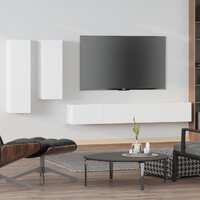  4 Piece TV Cabinet Set White Engineered Wood