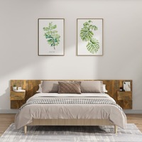  Bed Headboard with Cabinets Smoked Oak 240 cm Engineered Wood