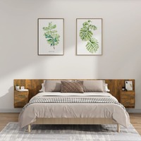  Bed Headboard with Cabinets Smoked Oak 240 cm Engineered Wood