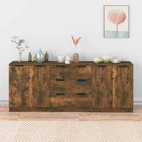  3 Piece Sideboards Smoked Oak Engineered Wood