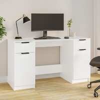  Desk with Side Cabinet White Engineered Wood