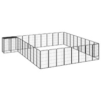  38-Panel Dog Playpen Black 50x100 cm Powder-coated Steel