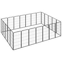  24-Panel Dog Playpen Black 50x100 cm Powder-coated Steel