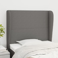  Headboard with Ears Dark Grey 83x23x118/128 cm Fabric