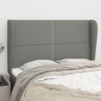  Headboard with Ears Dark Grey 147x23x118/128 cm Fabric