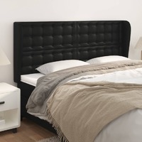  Headboard with Ears Black 203x23x118/128 cm Faux Leather