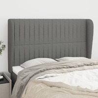  Headboard with Ears Dark Grey 147x23x118/128 cm Fabric
