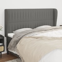  Headboard with Ears Dark Grey 163x23x118/128 cm Fabric