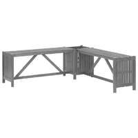  Garden Corner Bench with Planter 117cm Solid Acacia Wood Grey