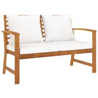  Garden Bench 120 cm with Cream Cushion Solid Acacia Wood
