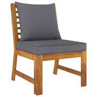  Sectional Middle Sofa with Dark Grey Cushion Solid Acacia Wood