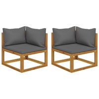  Sectional Corner Sofas 2 pcs with Cushions Dark Grey
