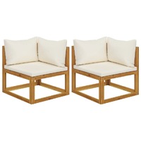  Sectional Corner Sofas 2 pcs with Cushions Cream White
