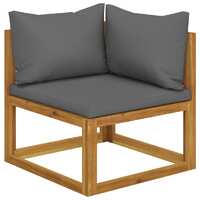  Sectional Corner Sofa &amp; Dark Grey Cushion Solid Acacia Wood