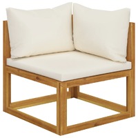  Sectional Corner Sofa &amp; Cream White Cushion Solid Acacia Wood