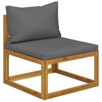  Sectional Middle Sofa &amp; Dark Grey Cushion Solid Acacia Wood