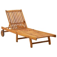 Sun Lounger Solid Acacia Wood
