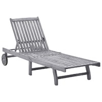  Sun Lounger Solid Acacia Wood
