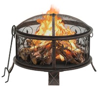  Rustic Fire Pit with Poker 67.5 cm XXL Steel