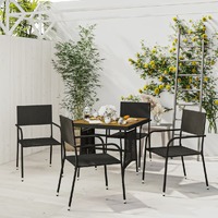  5 Piece Outdoor Dining Set Poly Rattan Black
