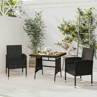  3 Piece Outdoor Dining Set Poly Rattan Black