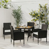  5 Piece Outdoor Dining Set Poly Rattan Black
