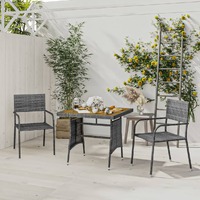  3 Piece Outdoor Dining Set Poly Rattan Grey