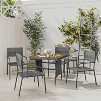 5 Piece Outdoor Dining Set Poly Rattan Grey